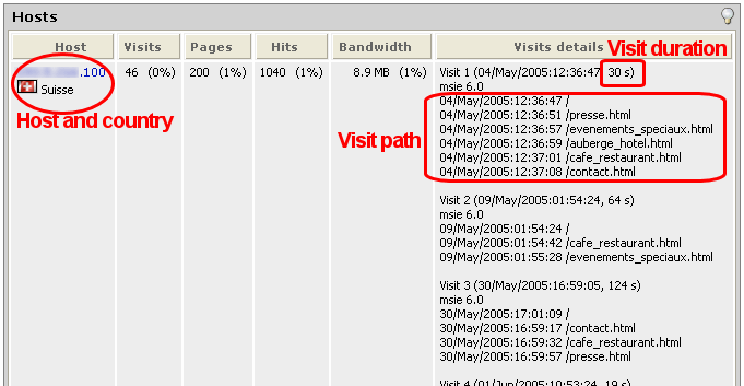 Individual visitor path